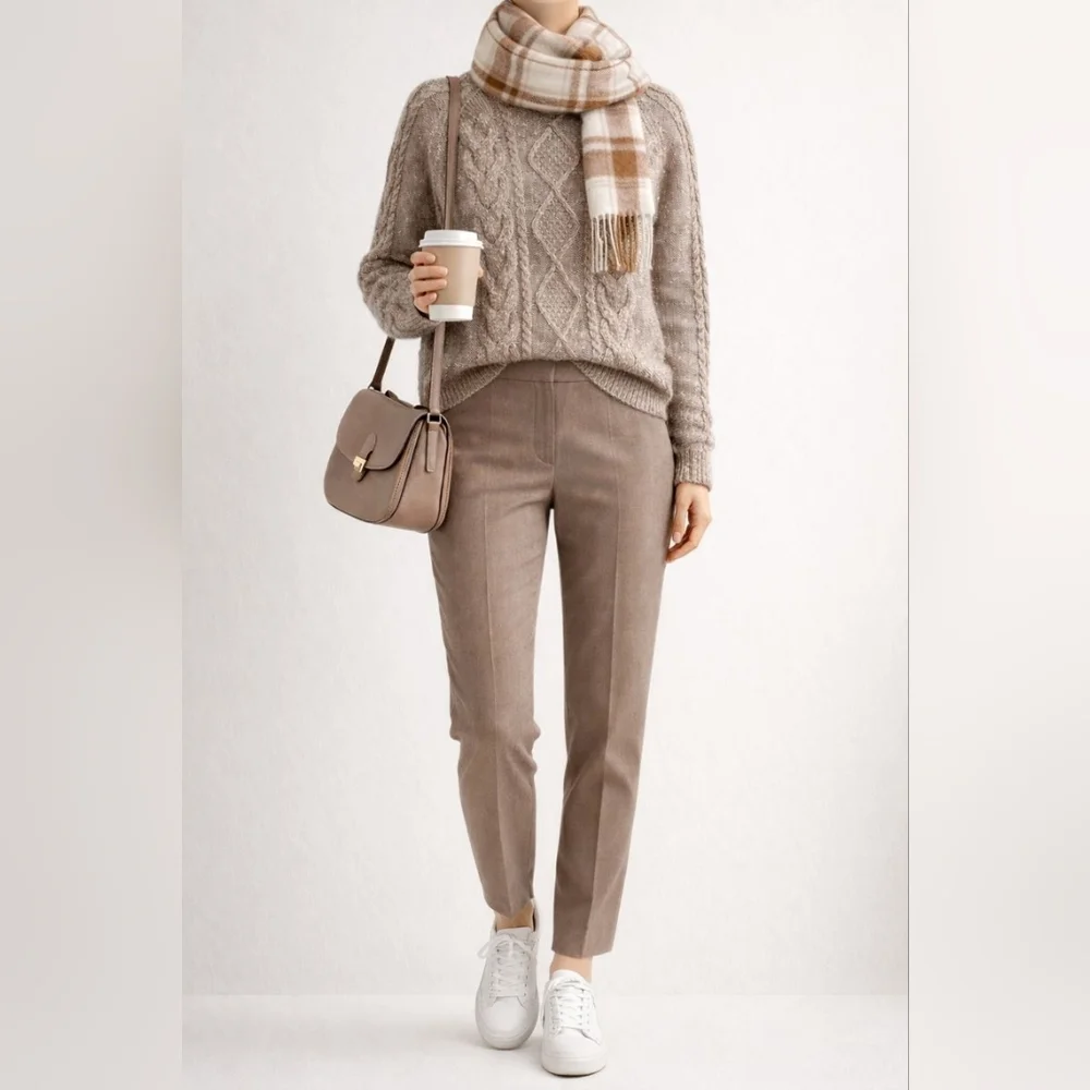 💥H&M Cable Knit Sweater | Cozy Neutral Chic ✨ Size L - Picture 1 of 7